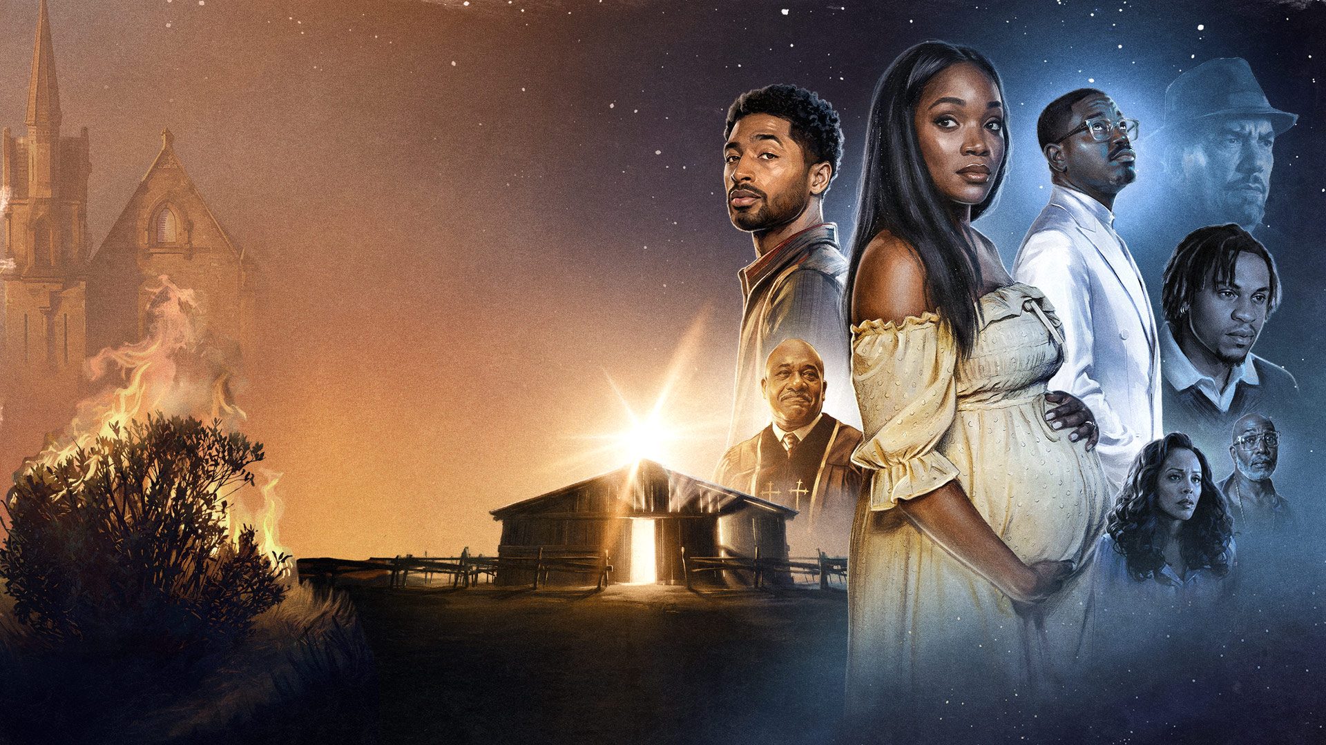 God With Us official film artwork featuring Mary Anne, Joseph and the ensemble cast